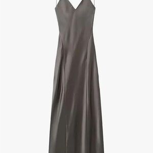 Zara Elegant Gray Satin Gown